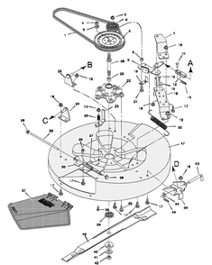 Mower Housing Diagram and Parts List for 30565A  Briggs and Stratton Lawn Tractor